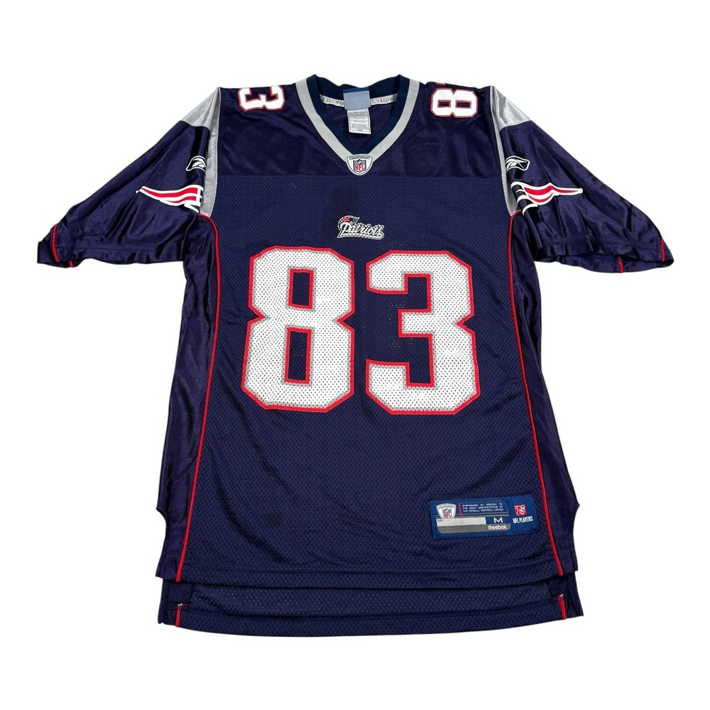 New England Patriots Jersey Mens Medium Blue NFL Football Reebok Welker 83 Mesh